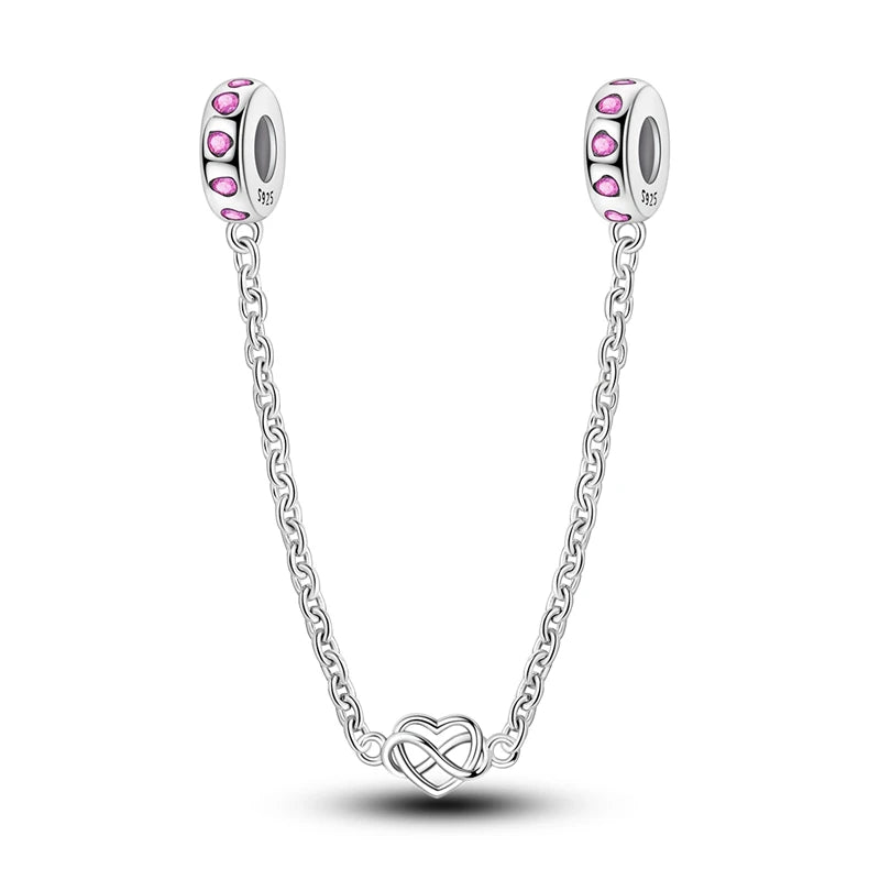 Sicherheitsketten aus 925er-Sterlingsilber, violette Serie, Schmetterling, Widder, Zwillinge, passend für Original-Armbänder, DIY-Schmuckherstellung, Geschenk für Frauen