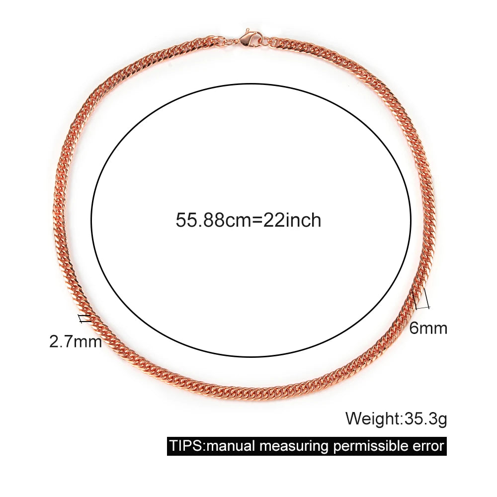 Vinterly Lange Halskette mit kubanischer Kette für Männer und Frauen, rotes Kupfer, verstellbar, 20/22 Zoll, gedrehte Halsketten, kratzfester Kettenschmuck