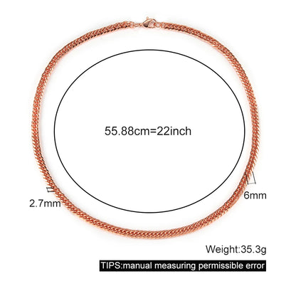 Vinterly Lange Halskette mit kubanischer Kette für Männer und Frauen, rotes Kupfer, verstellbar, 20/22 Zoll, gedrehte Halsketten, kratzfester Kettenschmuck