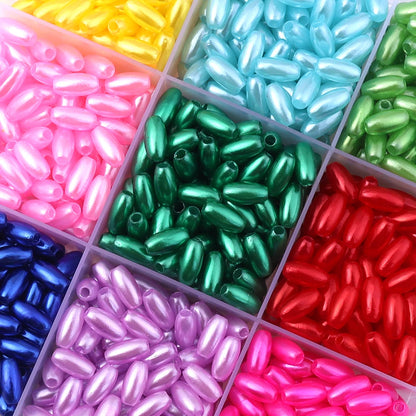 100–200 Stück ovale Reis-Imitationsperlen für Schmuckherstellung, Nähen, Kleidungsstück, Acryl-Abstandsperlen, DIY-Armband, Halskette