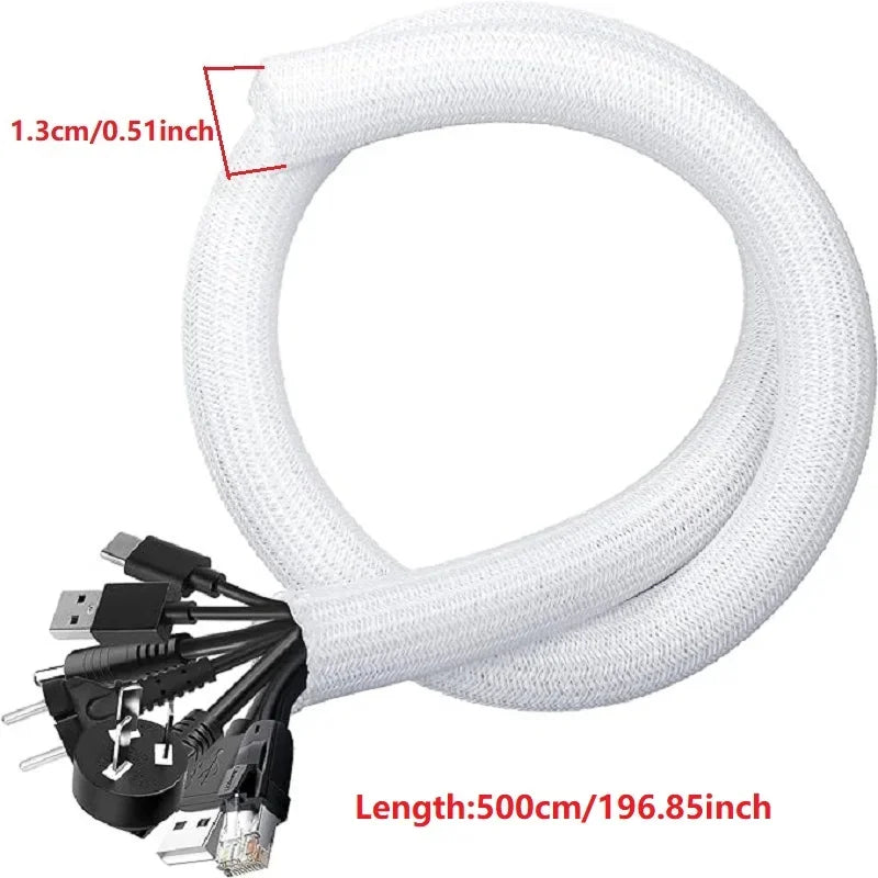 5//3/1M geflochtene Kabelhülse aus PET-Nylon, Kabelgehäuse, Kabelhülsen, Draht für Schreibtisch, PC, TV, Kabelschutz, Kabelwickelabdeckung