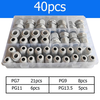 40 Stück IP68 PG7/PG9/PG11/PG13,5 Kabelverschraubung, wasserdichtes Steckverbinder-Set – Zubehör für elektrische Leitungen und Befestigung
