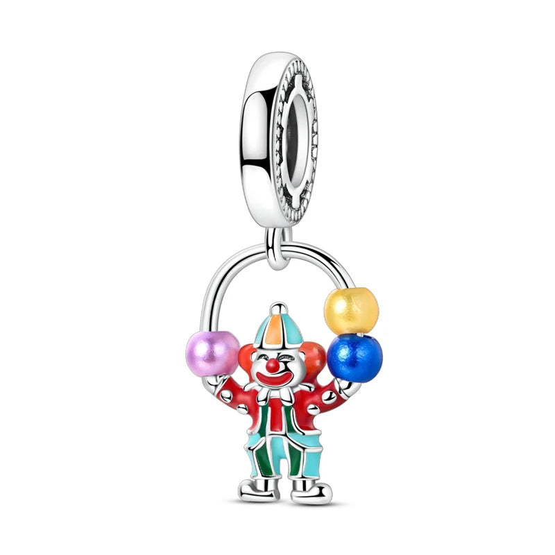Vergnügungspark-Charm aus 925er-Sterlingsilber, Riesenrad, Achterbahn, Zirkus, Clown, Karussell, passend für DIY-Armbänder, Halsketten, Souvenir