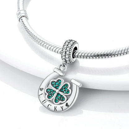 Neue 925 Sterling Silber Charm Perlen Vierblättriges Kleeblatt Anhänger Für Original Armband Halskette Frauen DIY Geschenke