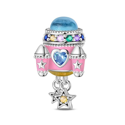 Heißer Verkauf 925er Sterlingsilber Raumschiff-Perlen und Kosmonauten-Anhänger, passend für exquisite Armbänder, schöne Schmuck-Accessoires, Geschenke
