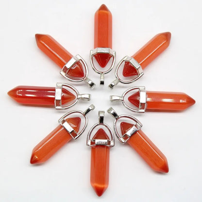 24 stücke Natürliche Stein Achate Quarz Kristall Anhänger Für Halskette Charme Fluorit Sechseckigen Anhänger DIY Schmuck Machen Zubehör