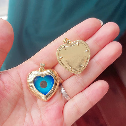 Blaues rundes Herz-Augen-Glücksamulett, türkischer Glücksanhänger, echtes 18 Karat vergoldetes Halsketten-Armband, Schmuckzubehör, S52