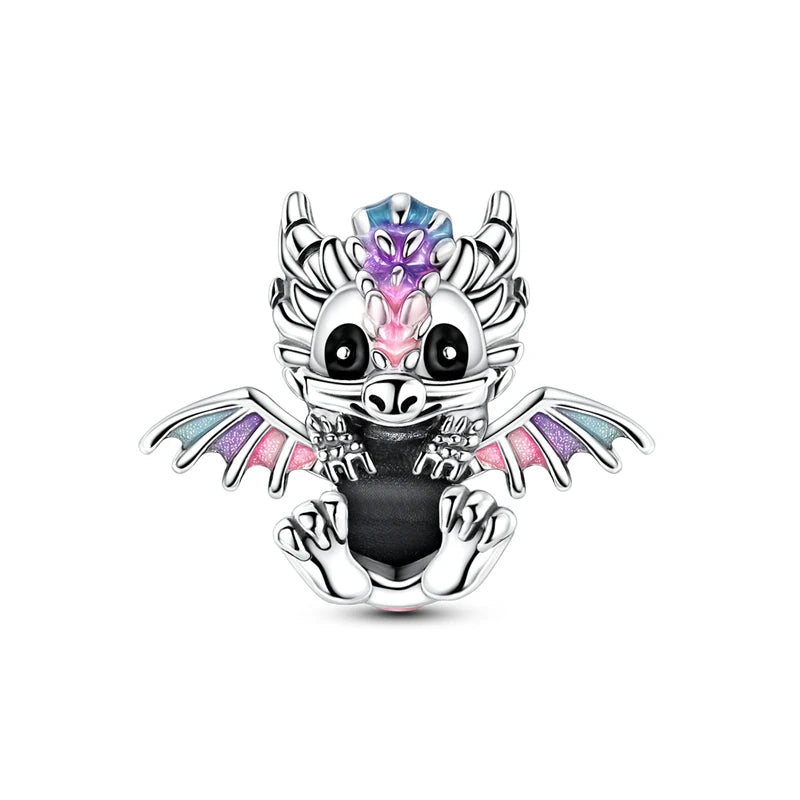 Heißer Verkauf 925er Sterlingsilber, niedliche Panda-Perlen und Pinguin-Anhänger, passend für Schlangenarmband, Boutique-Halskette, schwarzer Anhänger, Geschenk