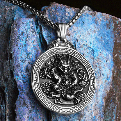 Chinesischen Drachen Amulett Männer Halsketten Edelstahl Anhänger Kette Frauen Schmuck Coole Dinge Männliche Zubehör Geschenke Großhandel