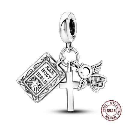 Teufelsaugen-Charm aus 925er Silber, Original-Hand der Fatima, blauer Zirkon, Kreuz, blaue Augen, passend für Armbänder, DIY-Herstellung von Schmuck, Geschenk