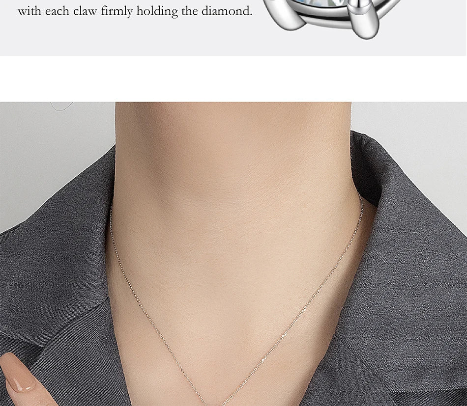 PERFANY 0,5-5CT Moissanit Halskette für Frauen S925 Reines Silber Klassische Sechs Klaue Runde Diamant Anhänger Minimalistischen Hochzeit schmuck