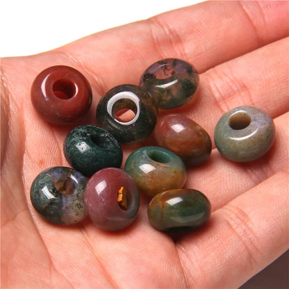 Natürliche Stein Große Loch Perle Anhänger Abacus Form Schmuck Zubehör Natürliche Quarz Jade Opal Charme Für Die Herstellung DIY Ohrring