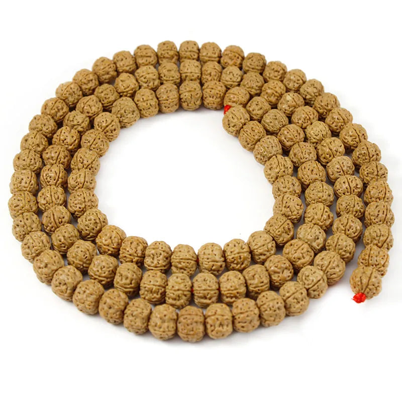 1 Strang natürliche Rudraksha Mala 108 Perlen 6/8/10/12 mm Rudraksha Gebetsperlen für Schmuck Halskette Armband Herstellung Zubehör