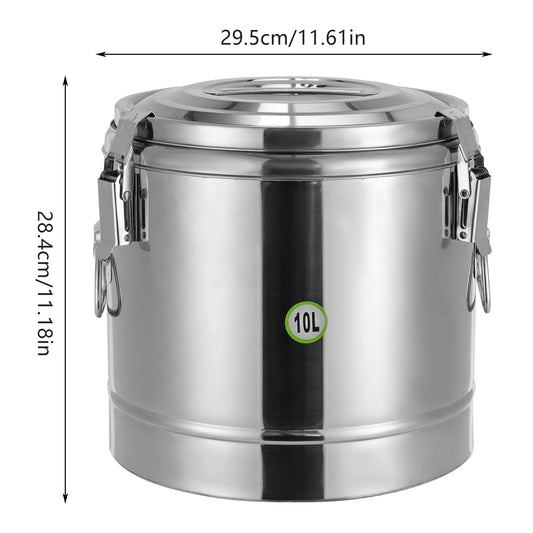 10L Transport-Thermobehälter, Edelstahl-Thermobehälter mit Tragegriffen, Deckel, Gummiring