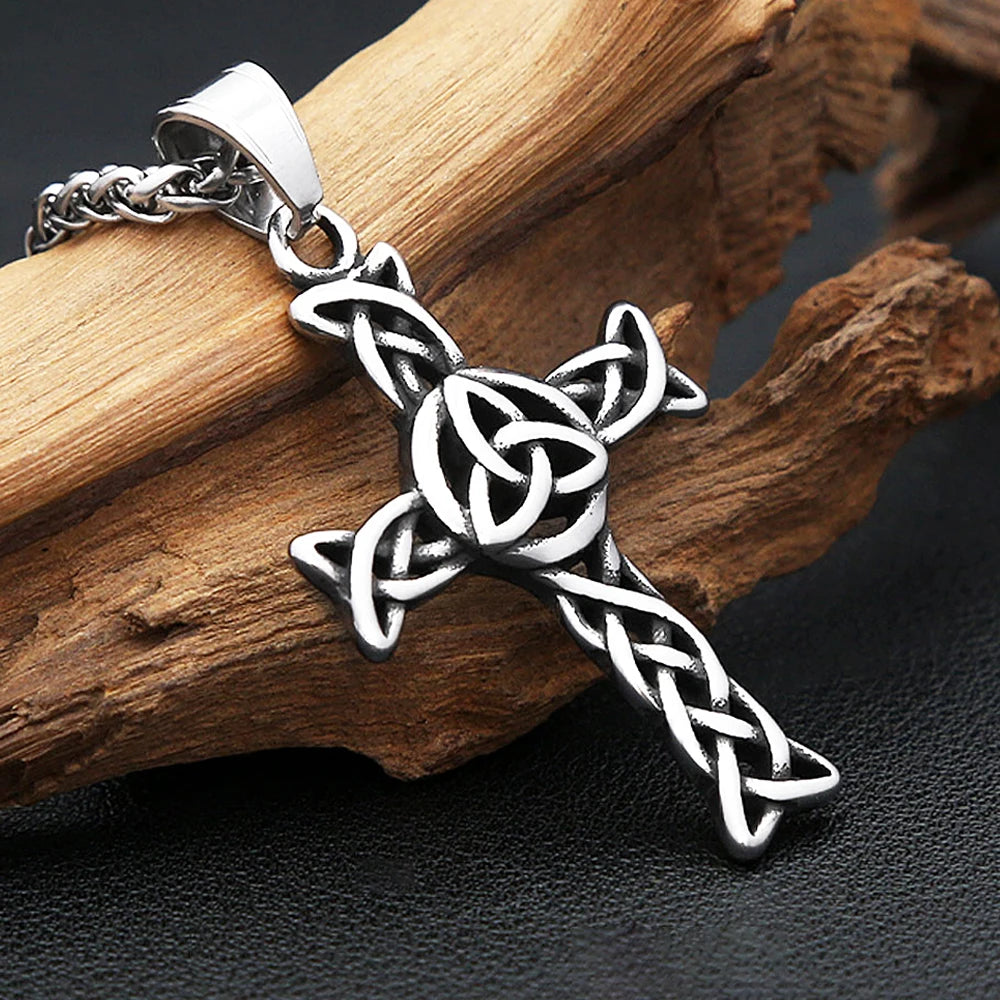 Vintage-Mode Kreuz Anhänger Halsketten Für Männer Frauen 316L Edelstahl Nordic Viking Keltische Knoten Halskette Amulett Schmuck
