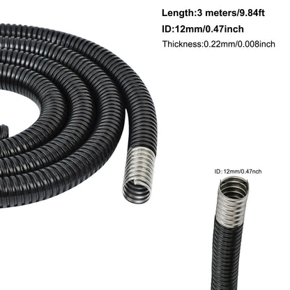 1/2 Stück wasserdichter, kunststoffbeschichteter Metallschlauch, Durchmesser 4–20 mm, gewelltes Rohr, Kabelbaumgehäuse für Kabelleitungsschutz