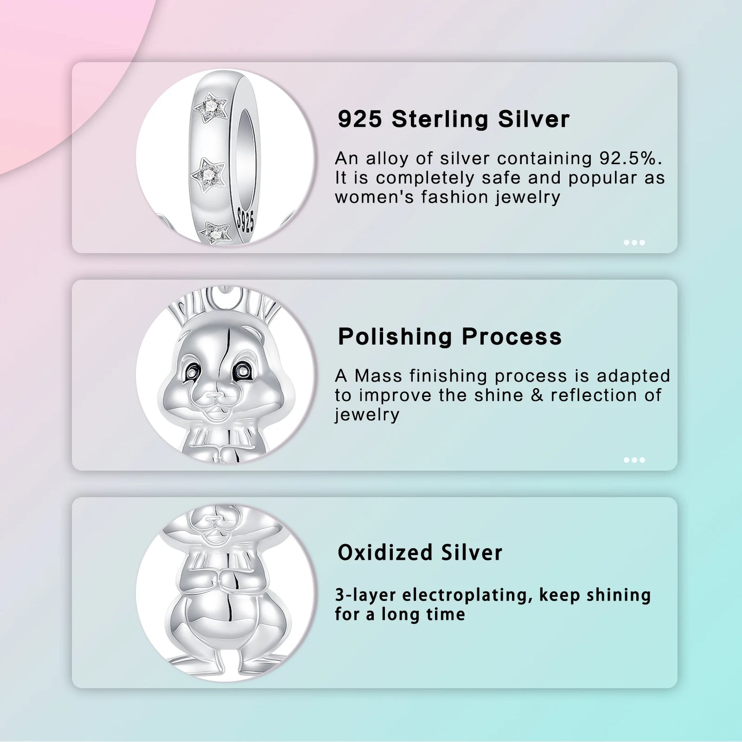 Charm-Anhänger aus 925er-Sterlingsilber mit Oster-Segen-Häschen-Anhänger, klassisch, Andenken, passend für Original-Charm-Armbänder, Damen-DIY-Schmuck, Geschenk
