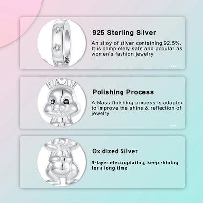 Charm-Anhänger aus 925er-Sterlingsilber mit Oster-Segen-Häschen-Anhänger, klassisch, Andenken, passend für Original-Charm-Armbänder, Damen-DIY-Schmuck, Geschenk