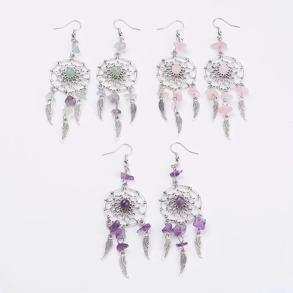 Naturstein Traumfänger Schlüsselanhänger Taschenanhänger Mode Boho Schmuck Flügel Schlüsselanhänger Opal für Frauen Mädchen Party Geschenk