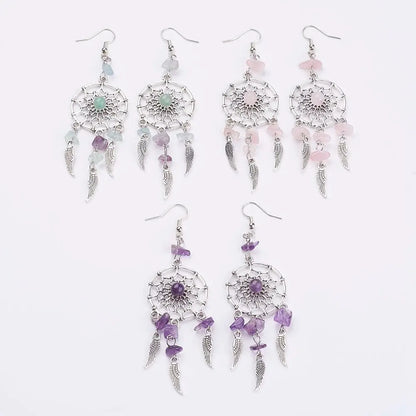 Naturstein Traumfänger Schlüsselanhänger Taschenanhänger Mode Boho Schmuck Flügel Schlüsselanhänger Opal für Frauen Mädchen Party Geschenk