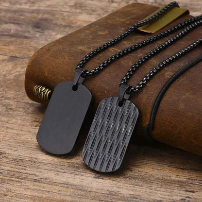 Vnox Herren-Halskette mit Erkennungsmarken-Anhänger aus Edelstahl, geometrische Hundemarken-Halsketten, Geschenk für Ihn, Schmuck