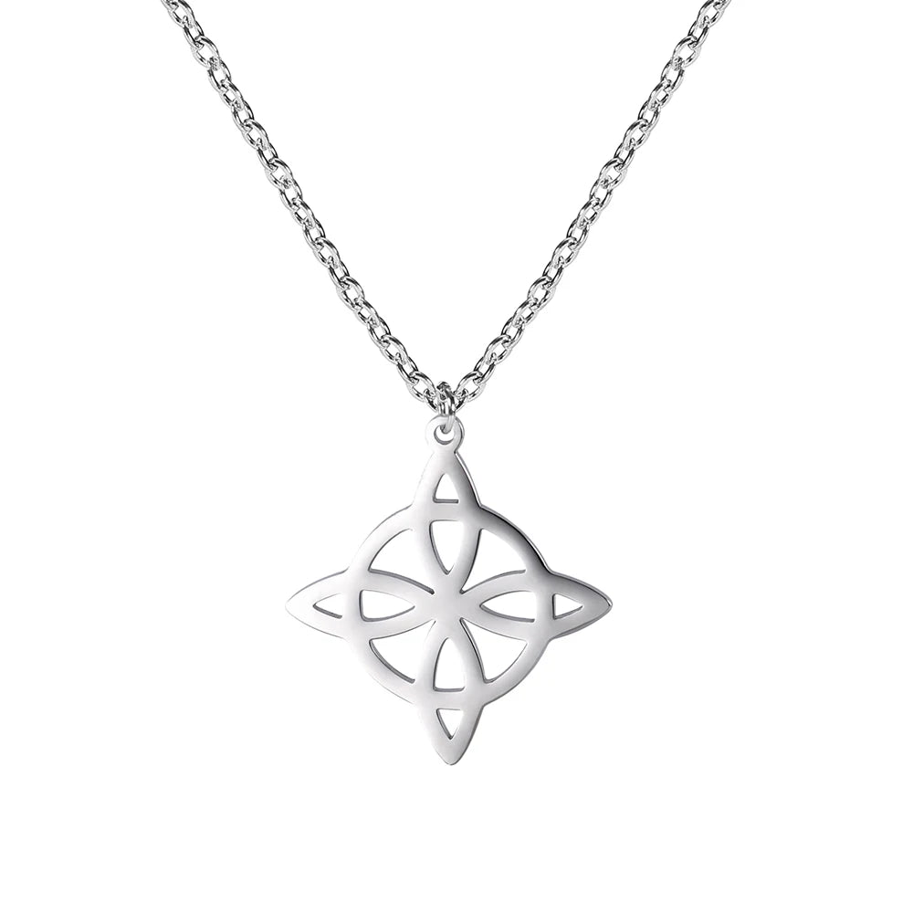 YILUOCD Vintage Hexenknoten Anhänger Halsketten Hexerei Wicca Schutz Amulett Schmuck Silber Farbe Celtics Talisman