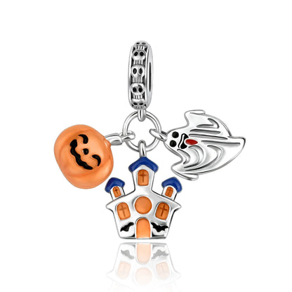 Heißer Verkauf 925er Sterlingsilber Kürbiskopfperlen & fliegende Hexe baumelnder Charm passend für Armband Halloween Anhänger Zubehör Geschenke