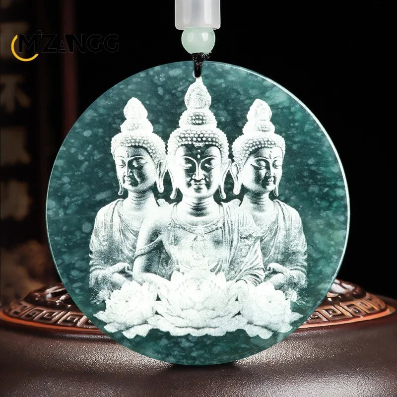 Natürliche Jadeit blau Wasser Neun-Schwanz-Fuchs Anhänger Schatten schnitzen Drachen Männer und Frauen Jade Halskette benutzer definierte exquisite Schmuck