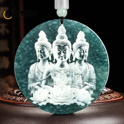 Natürliche Jadeit blau Wasser Neun-Schwanz-Fuchs Anhänger Schatten schnitzen Drachen Männer und Frauen Jade Halskette benutzer definierte exquisite Schmuck