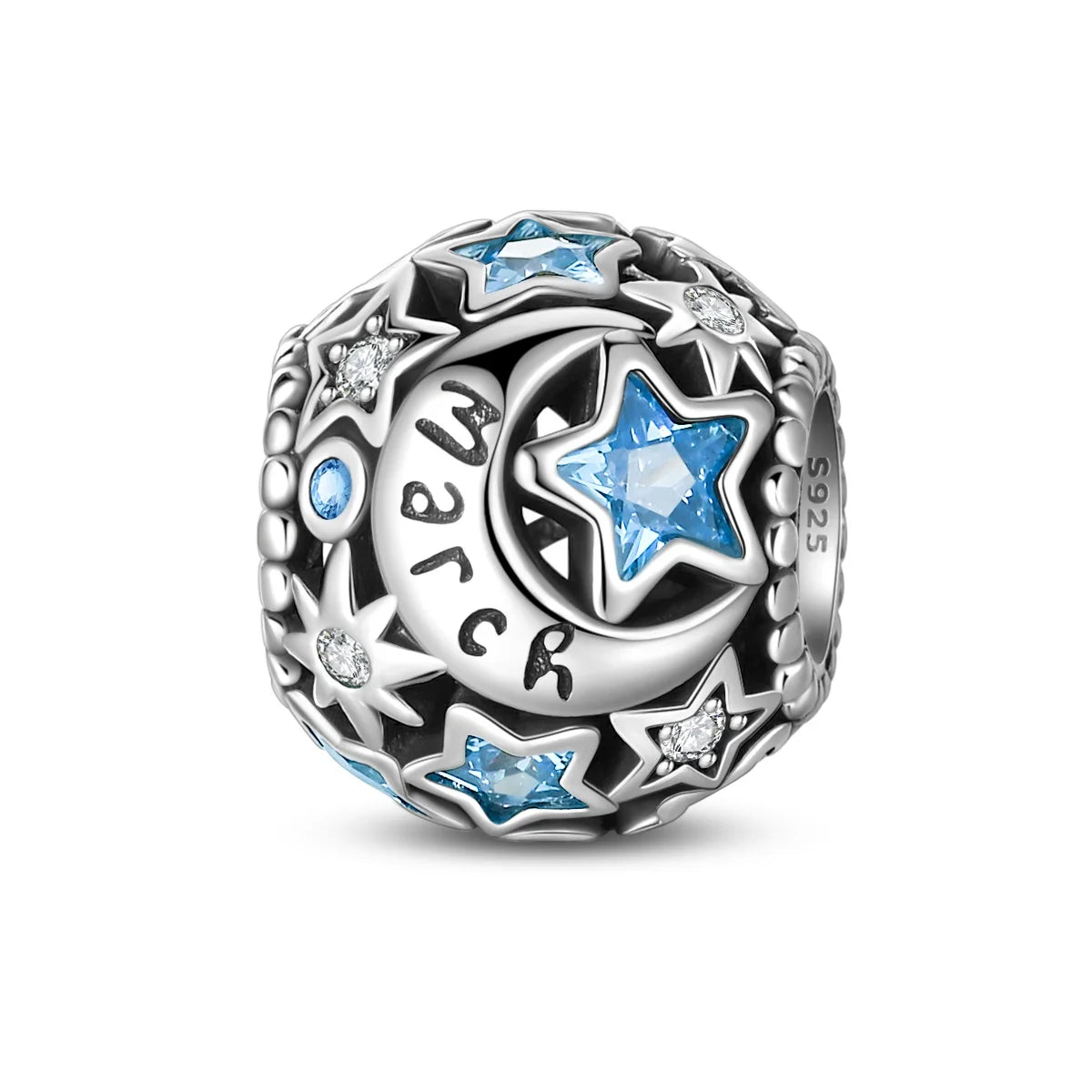 Heißer Verkauf 925er Sterlingsilber, Geburtsstein Juni, Herzperlen und Sonne und Mond, Medaillenanhänger, passend für Armband-Halskette, exquisite Geschenke