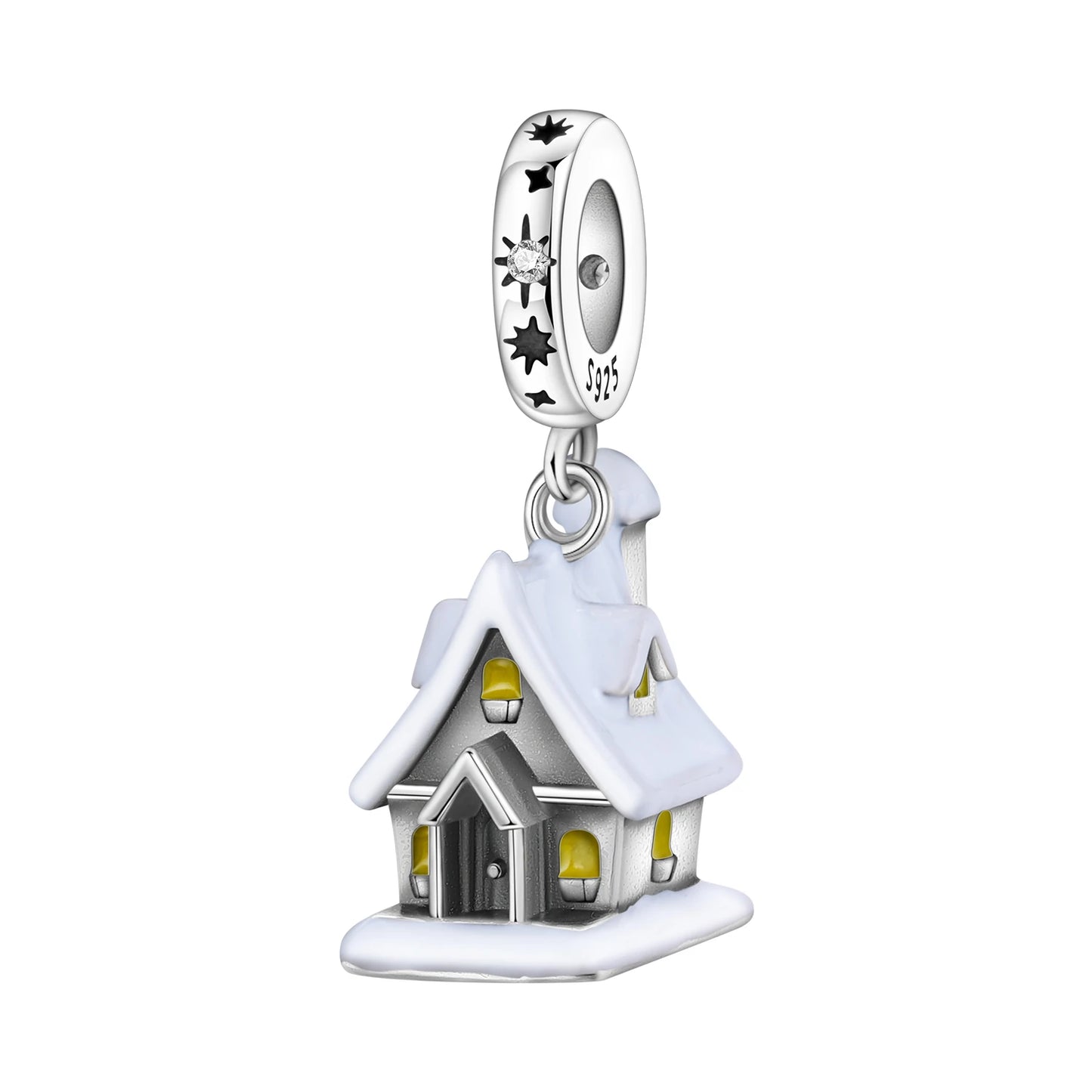 Frohe Weihnachten-Charm aus 925er-Sterlingsilber, Kiefernbaum, Weihnachtsmann, Schneehaus, passend für DIY-Armbänder, Halsketten, Urlaubs- und saisonale Geschenke