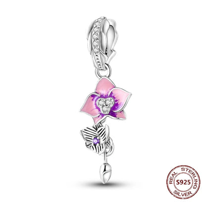 Gelber Sonnenblumen-Charm aus 925er Silber, Original-Zirkon, Kolibri, Einhorn-Charms, passend für Armbänder, DIY-Schmuck für Frauen, Hochzeitsgeschenk