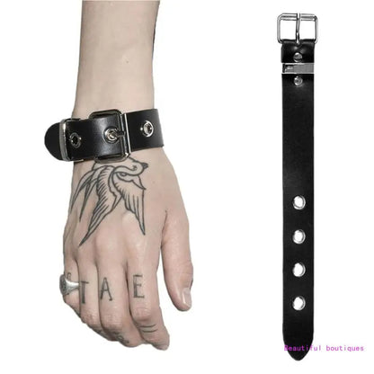 Punk Bracelets Men Women Retro Bracelet Adjustable Wrist Belt Buckle Style Cuff Bangle Bracelet for Men