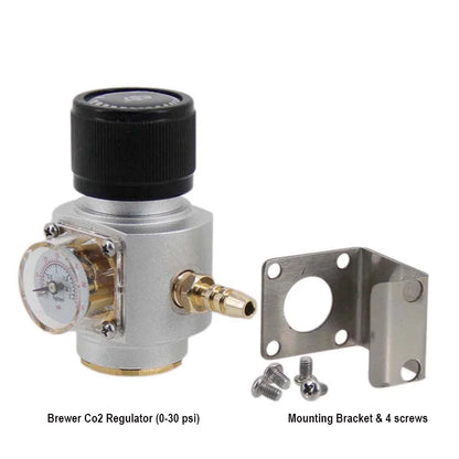 Verstellbarer Co2-Regler mit einem Knopf, 30 psi, mit Montagehalterung, 8-mm-Schlauchtülle, Verwendung mit 5/8-Zoll-Kartusche, Homebrew-Fassung