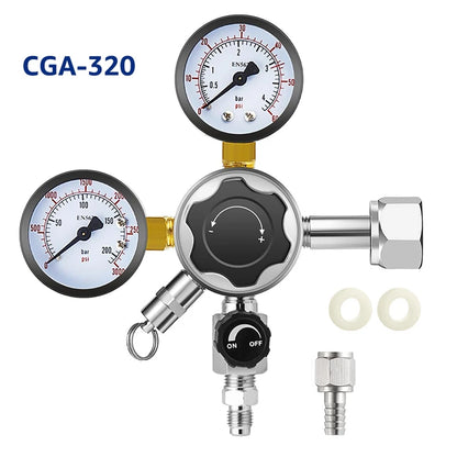 CGA-320 Fassungsregler, abnehmbares Ausgangsgewindeventil, 0–60 PSI Homebrew Co2-Regler für kohlensäurehaltiges Bier