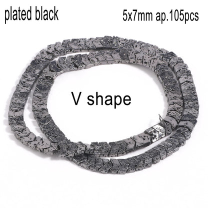 Schwarze vulkanische Lavagesteinperlen, Mineralperlen, Charms, Rohrwürfel, runde geometrische Formperlen für Schmuckherstellung, DIY-Armband