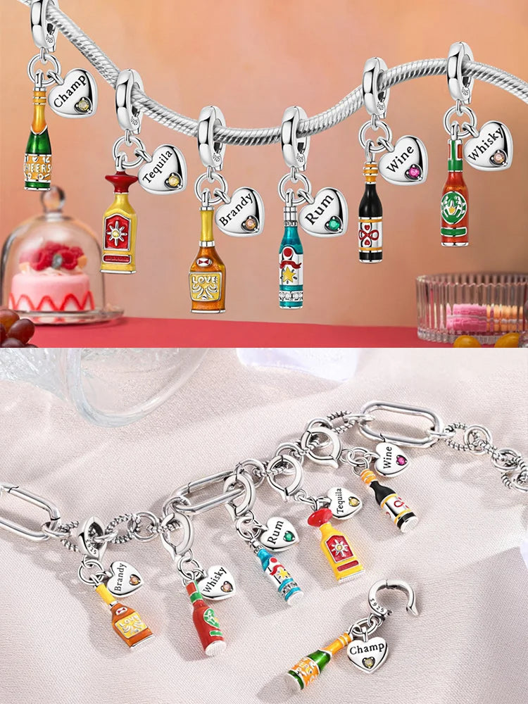 Neue Original 925 Sterling Silber Perlen Charme Schnaps Wein Serie Verschluss Anhänger Fit Original Armband Für Frauen DIY Schmuck Geschenk