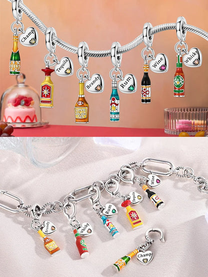 Neue Original 925 Sterling Silber Perlen Charme Schnaps Wein Serie Verschluss Anhänger Fit Original Armband Für Frauen DIY Schmuck Geschenk