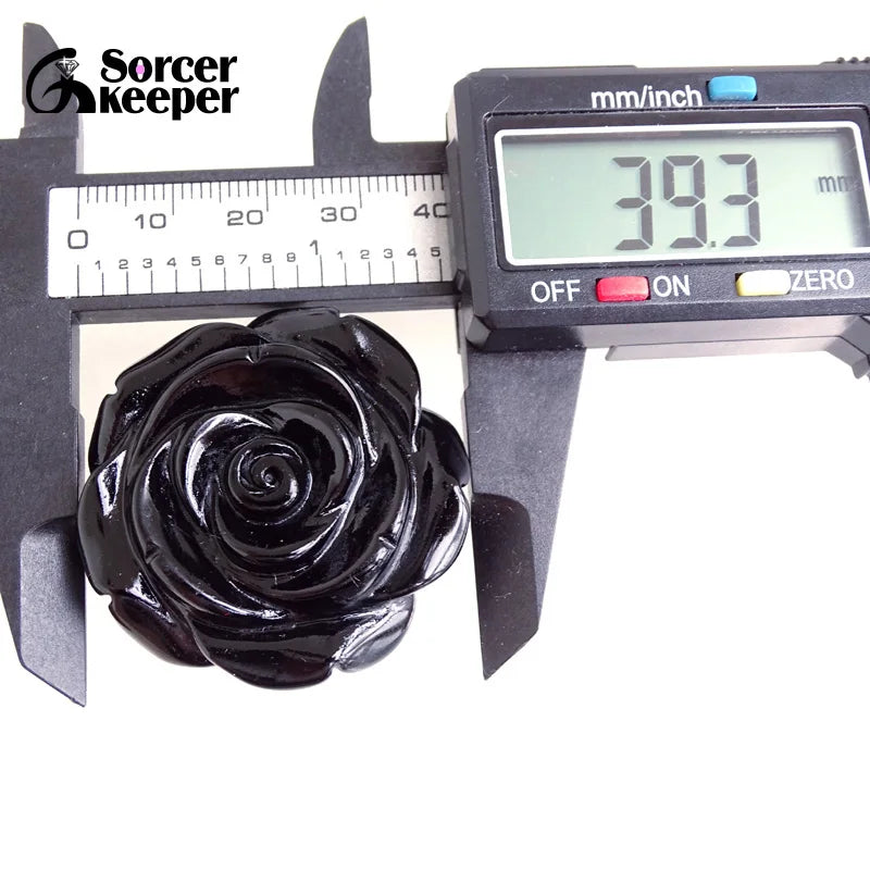 Großhandel Hand schnitzen Rose Blume Kristall natürlichen schwarzen Achat Stein Anhänger DIY Männer Frauen Halskette für Schmuck herstellung bo338