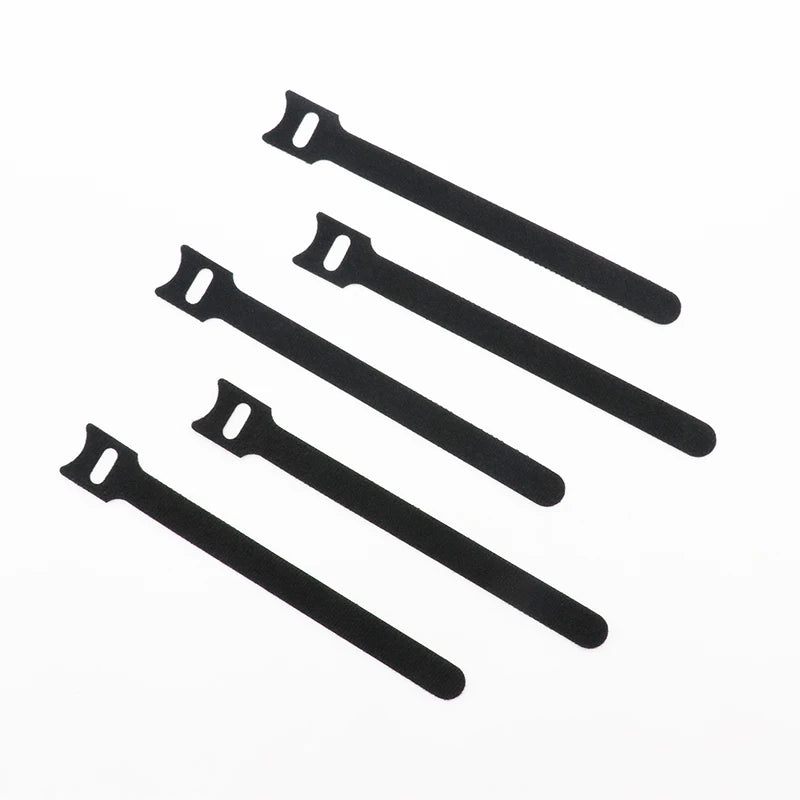 20 Stück schwarze Klettverschlussbänder, Kabelbinder, Kabelriemen, Nylon-Kabelbinder, Kabelorganisator, wiederverwendbares Befestigungsband