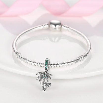Neu im 925er-Sterlingsilber, Sommer-Kokosnussbäume, Charms, Perlen-Anhänger, Schmuck, passend für Original-925-Armbänder für Frauen, DIY-Geschenk