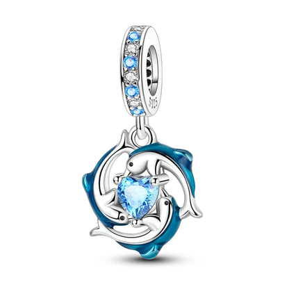 Charms-Anhänger aus 925er-Sterlingsilber mit blauen Ozean-Serie, passend für das DIY-Armband der Marke, Damenschmuck, Geschenke für Freundin