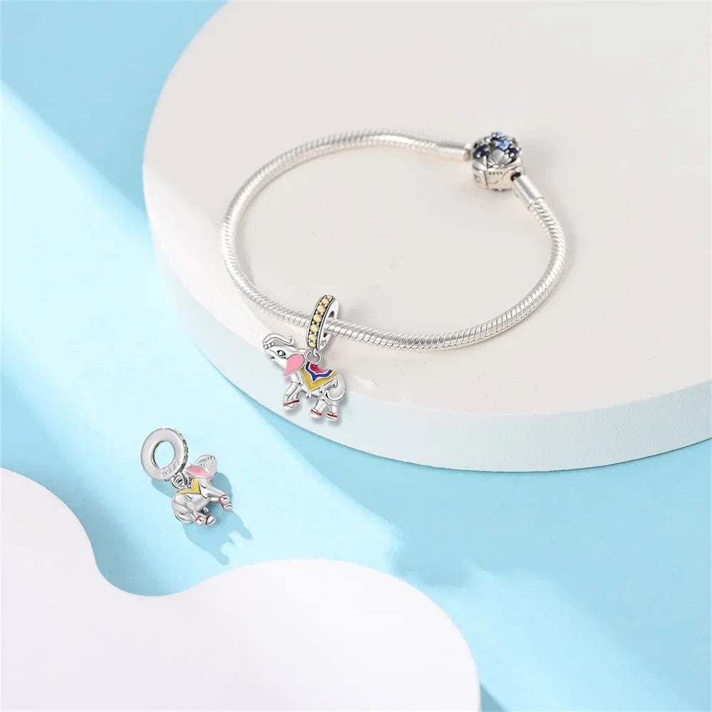 Charm-Anhänger aus 925er-Sterlingsilber, Wüstenpyramide, Kamel, Elefant, passend für Armbänder, Original-Charm für Frauen, DIY-Schmuckherstellung