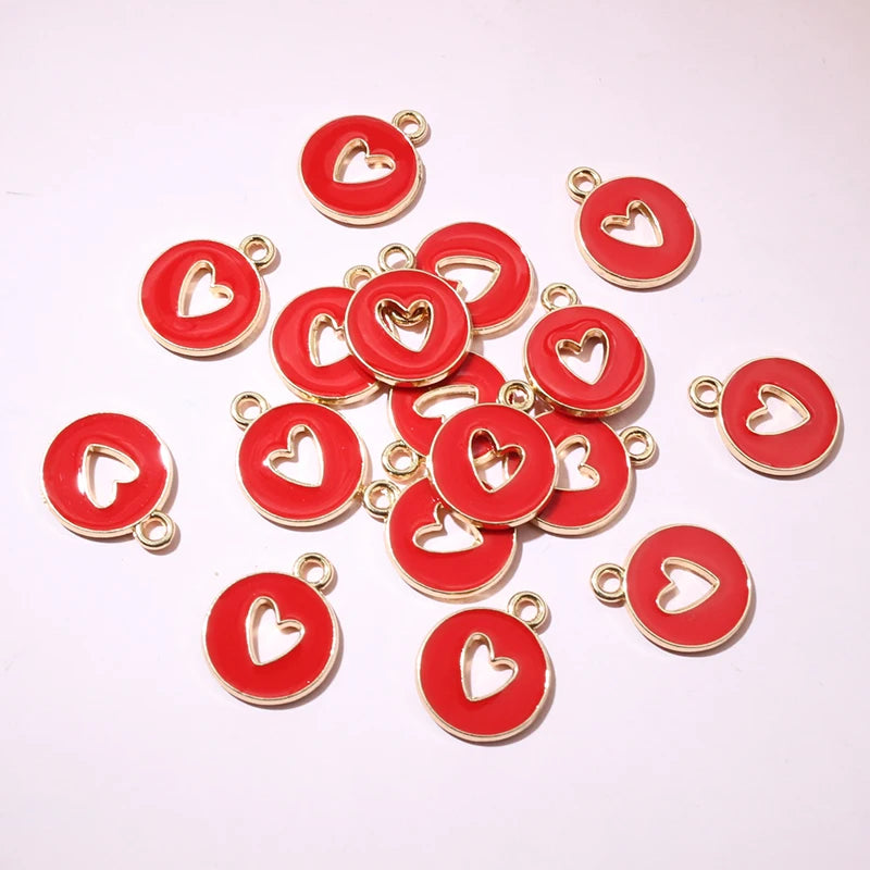 20 Stück 15 x 12 mm Emaille doppelseitig hohle Herz Charms Anhänger DIY Schmuckherstellung Zubehör für Armband Ohrringe Halskette
