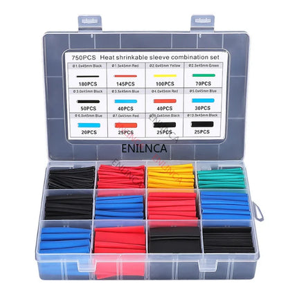 127-750 Stück Wärmeschrumpfschlauch-Set, Hitzebeständiger Schlauch, Schrumpfverpackungs-Kit für Elektrische Verbindungen, Kabelisolierung