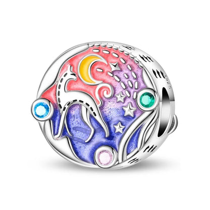 Malerei Kunst 925 Sterling Silber Verträumter Sternenhimmel Künstler Zeichenbrett Pinsel Schnur Fit DIY Armband Halskette Galerie Geschenke