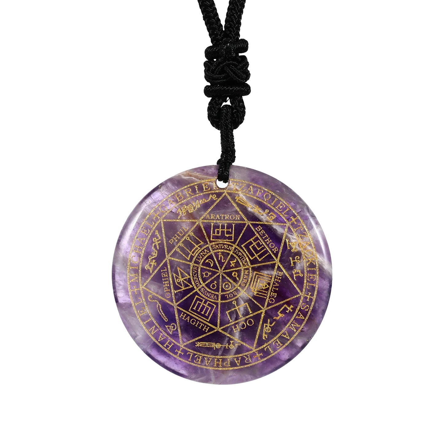 Sieben Erzengel Amulett Naturkristall Quarz Anhänger Michael Männer Siegel von Solomon Talisman Halskette Schutz Schmuck Kragen
