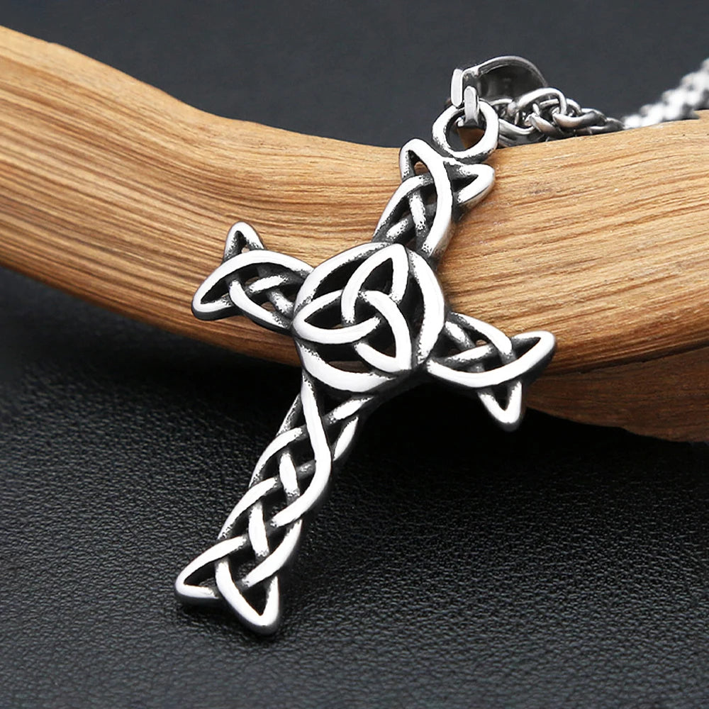 Vintage-Mode Kreuz Anhänger Halsketten Für Männer Frauen 316L Edelstahl Nordic Viking Keltische Knoten Halskette Amulett Schmuck