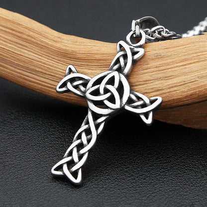 Vintage-Mode Kreuz Anhänger Halsketten Für Männer Frauen 316L Edelstahl Nordic Viking Keltische Knoten Halskette Amulett Schmuck