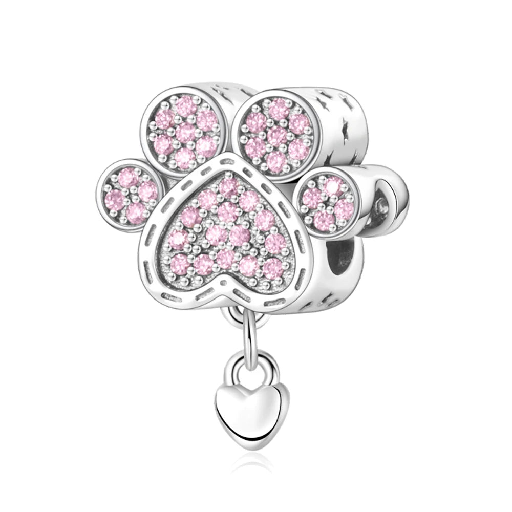 Charm-Anhänger aus 925er-Sterlingsilber mit Oktopusperlen und Stammbaum und Herz, passend für Schlangenarmband, Boutique-Halskette, rosa Anhänger, Geschenk